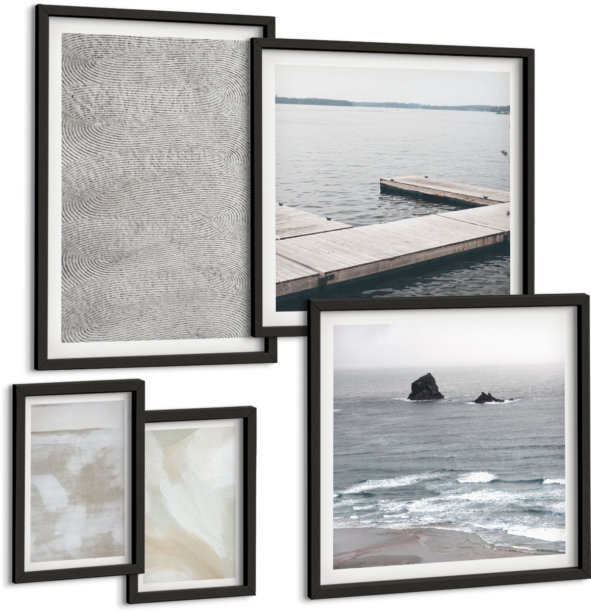 Tulup 4-Delige Schilderij Set - Abstractie in design Moderne schilderkunst Texturen - 50 x 50 cm, 20 x 30 cm en 40 x 60 cm - Wanddecoratie - Woonkamer Decoratie - Interieur Decoratie