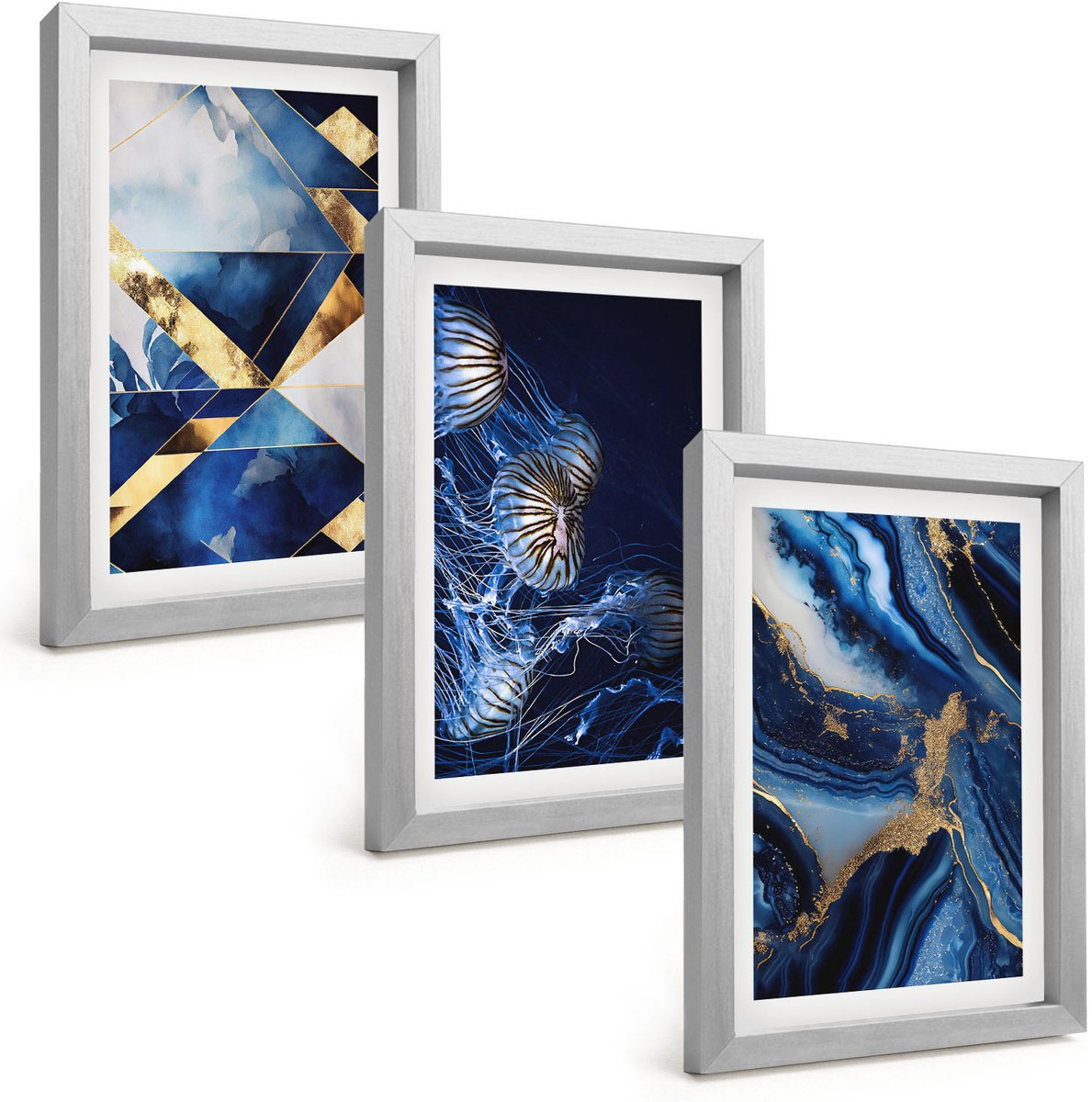 Tulup 4-Delige Schilderij Set - Abstracte, elegante patronen met accenten - 20 x 30 cm - Stijlvolle Wanddecoratie - Interieur - Stijlvolle Muurdecoratie