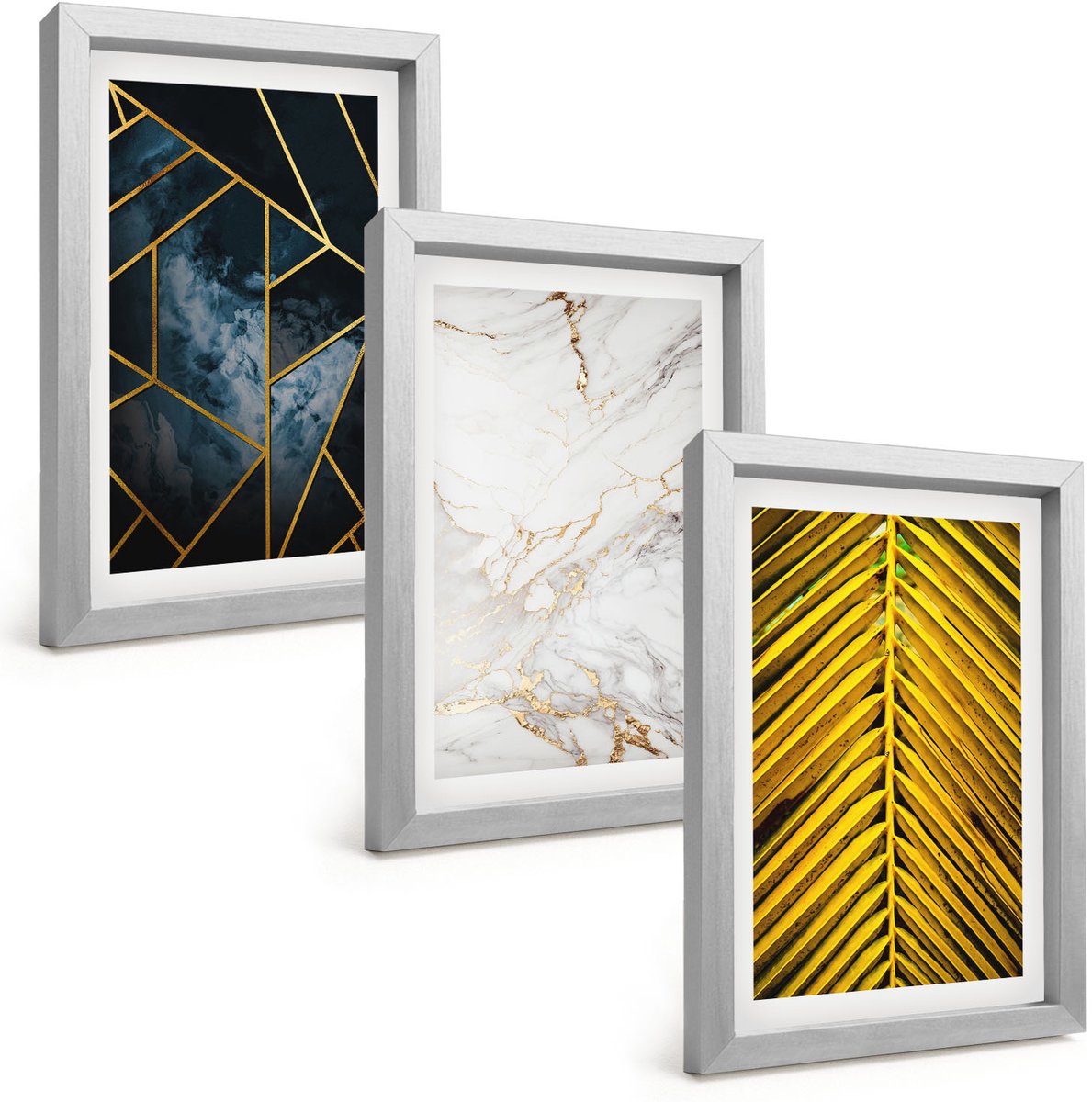Tulup 4-Delige Schilderij Set - Moderne geometrische patronen en natuurlijke plantmotieven - 20 x 30 cm - Wanddecoratie - Woonkamer Decoratie