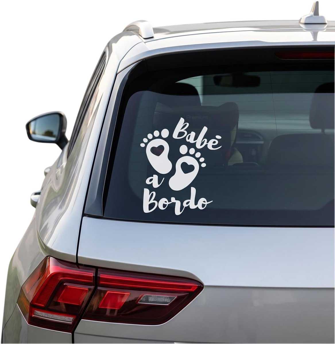 15,5 x 16 cm Baby on Board sticker auto met hartvormige voetafdrukken - ShopVlot