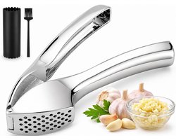 Garlic Press, Stainless Steel, Professional Garlic Cutter, Manual, Garlic Press, Chopper and Ginger Press, Kitchen Aid - ShopVlot