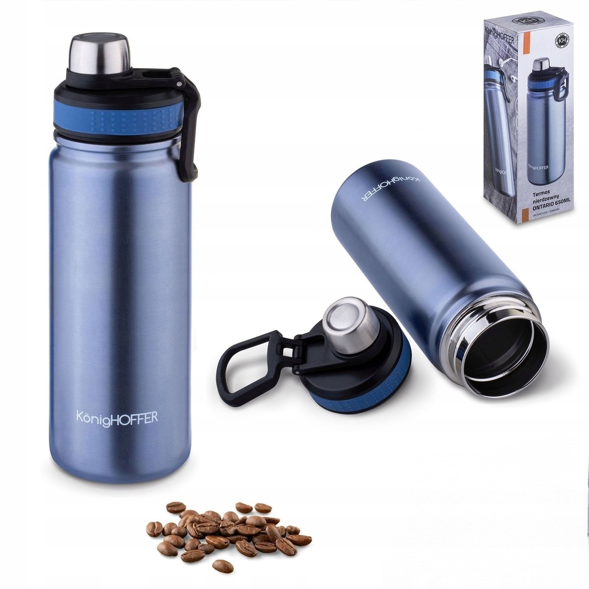 Konigoffer Ontario Thermos Fles Blauw 650ml - Lekvrij & Isolerend