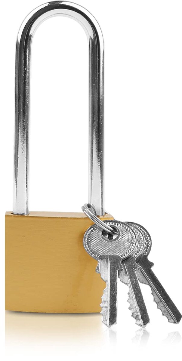 Robuust hangslot 38 mm met lange beugel en 3 sleutels