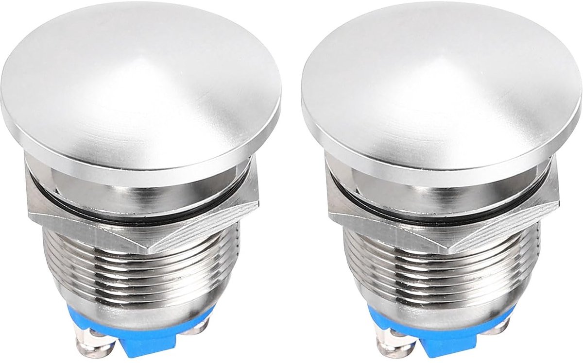 DMiotech 2 stuks drukschakelaar, 19 mm, IP66 1NO, 0-250 V, 3 A, drukschakelaar, momentaan, afsluitbaar, starter - ShopVlot
