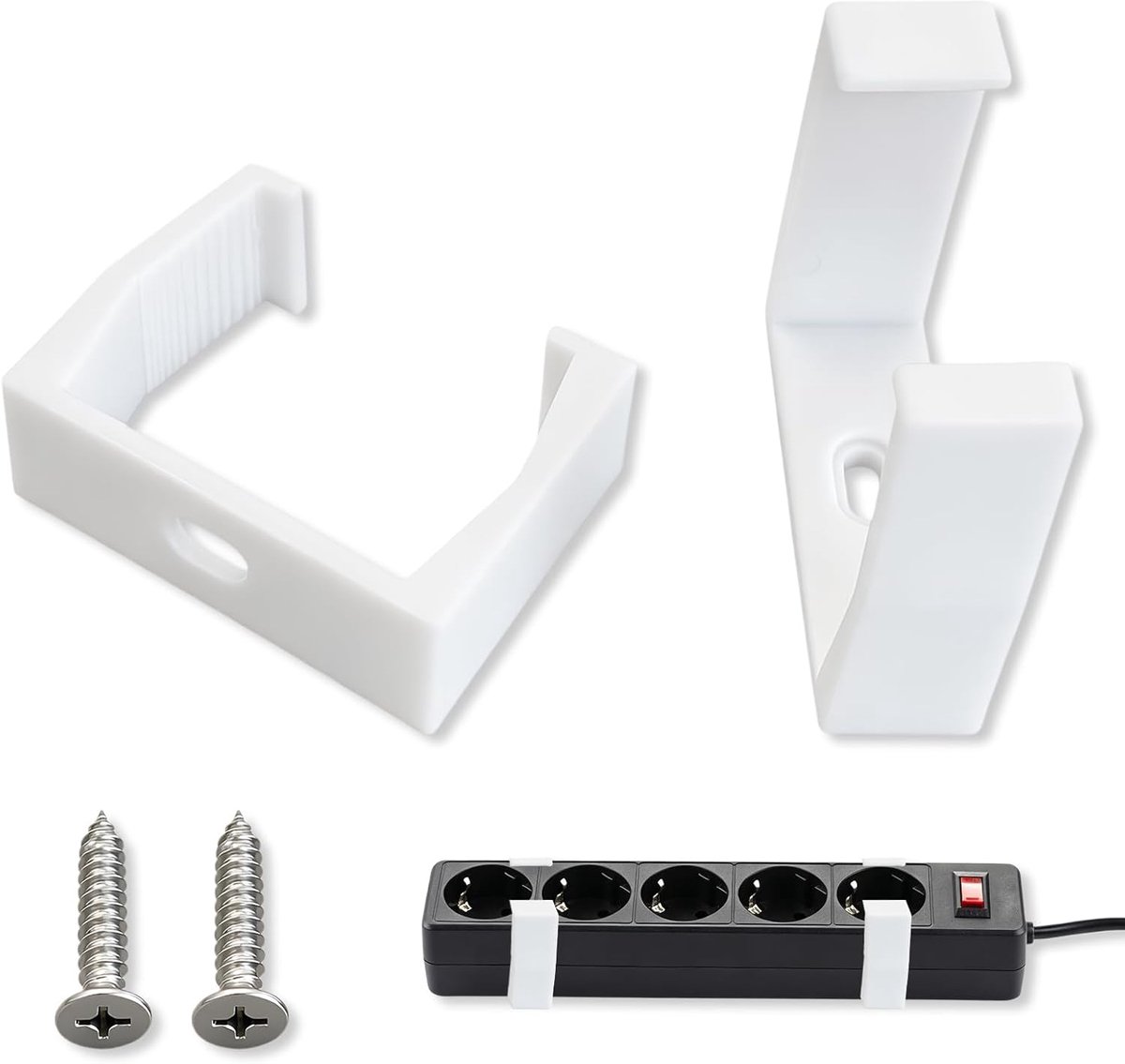 Wall mount power strip set of 2 for wall mounting, screws included - ShopVlot