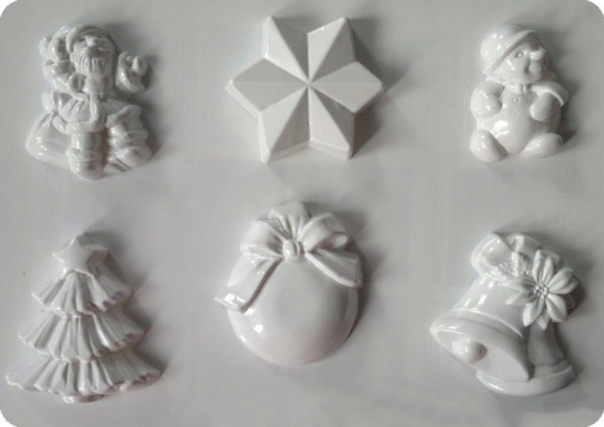 Gips Vorm Kerstman - 6 Stuks, 5x5cm