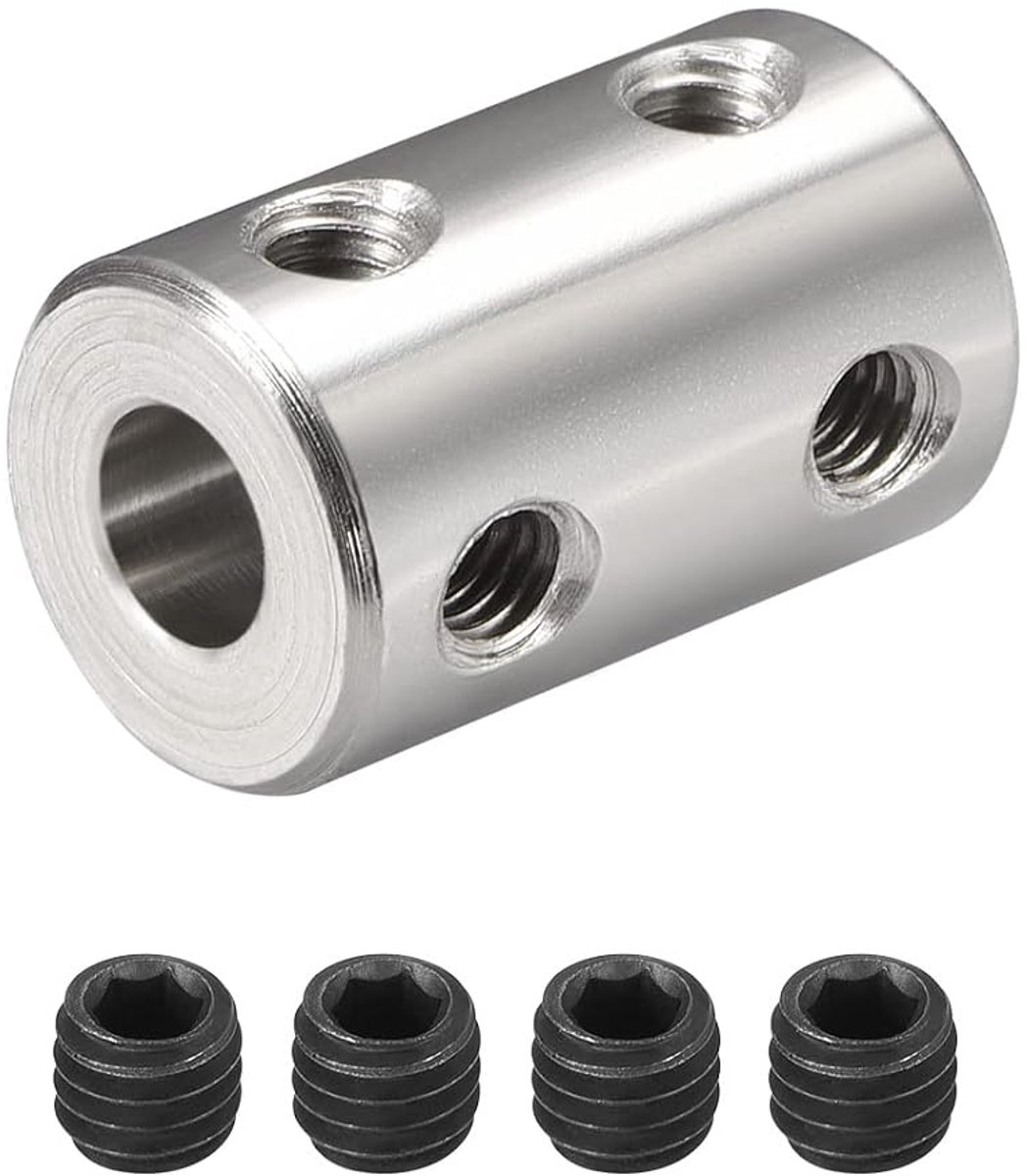 DMiotech 6-8mm Bore L22 x D14 Rigid Joint Shaft Coupling Connector with Screws Stainless Steel Motor Extension Shaft - ShopVlot