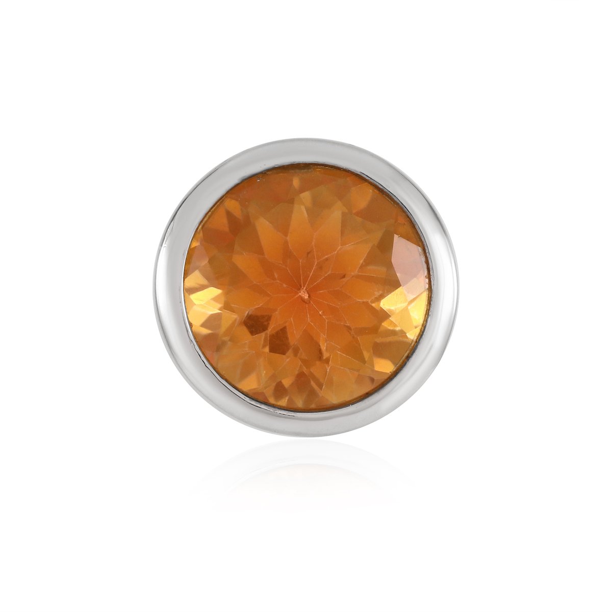 Cavill - Zilveren hanger 925 sterlingzilver met 1,8 ct Oranje Kwarts - Ronde slijpvorm Braziliaanse edelsteen - Platina verguld - Elegant