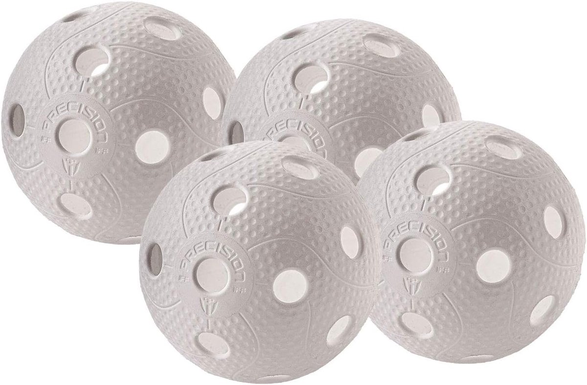 Floorball en unihockey bal set 4-delig - witte match en training ballen - IFF gecertificeerd - bewezen kwaliteit - ShopVlot