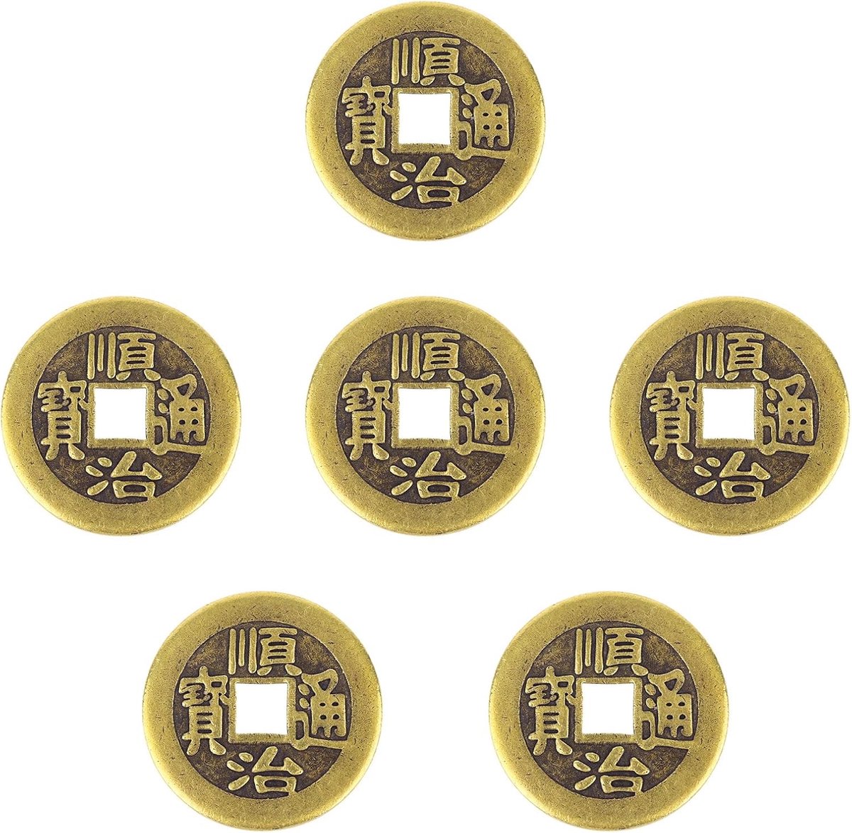 Chinese I Ching munten 2.8cm - brons - gelukbrengende decoratie - perfect voor thuis of onderweg - ShopVlot