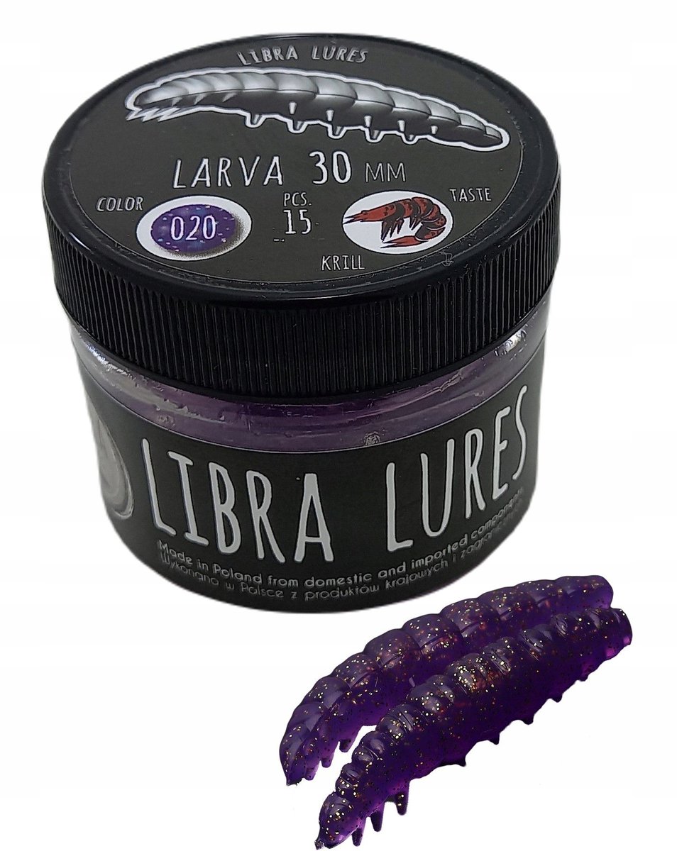 Libra Lures Larva 020 Paars met Glitter 4,5 cm - Zacht Kunstaas
