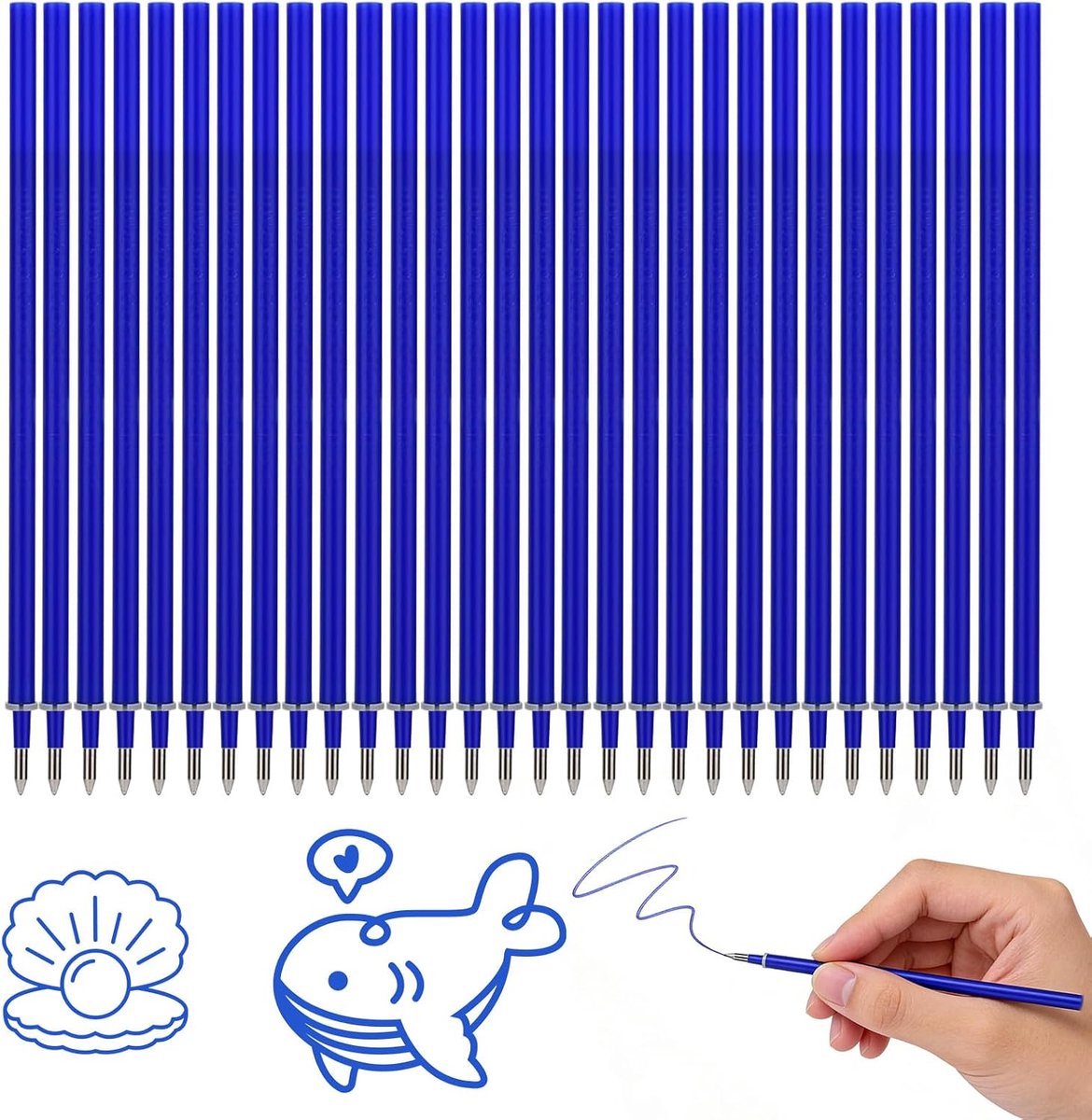 Vullingen voor pen 0.7 mm - 30 blauwe navullingen - uitwisbaar - thermosensitieve inkt voor eenvoudig wissen - ShopVlot