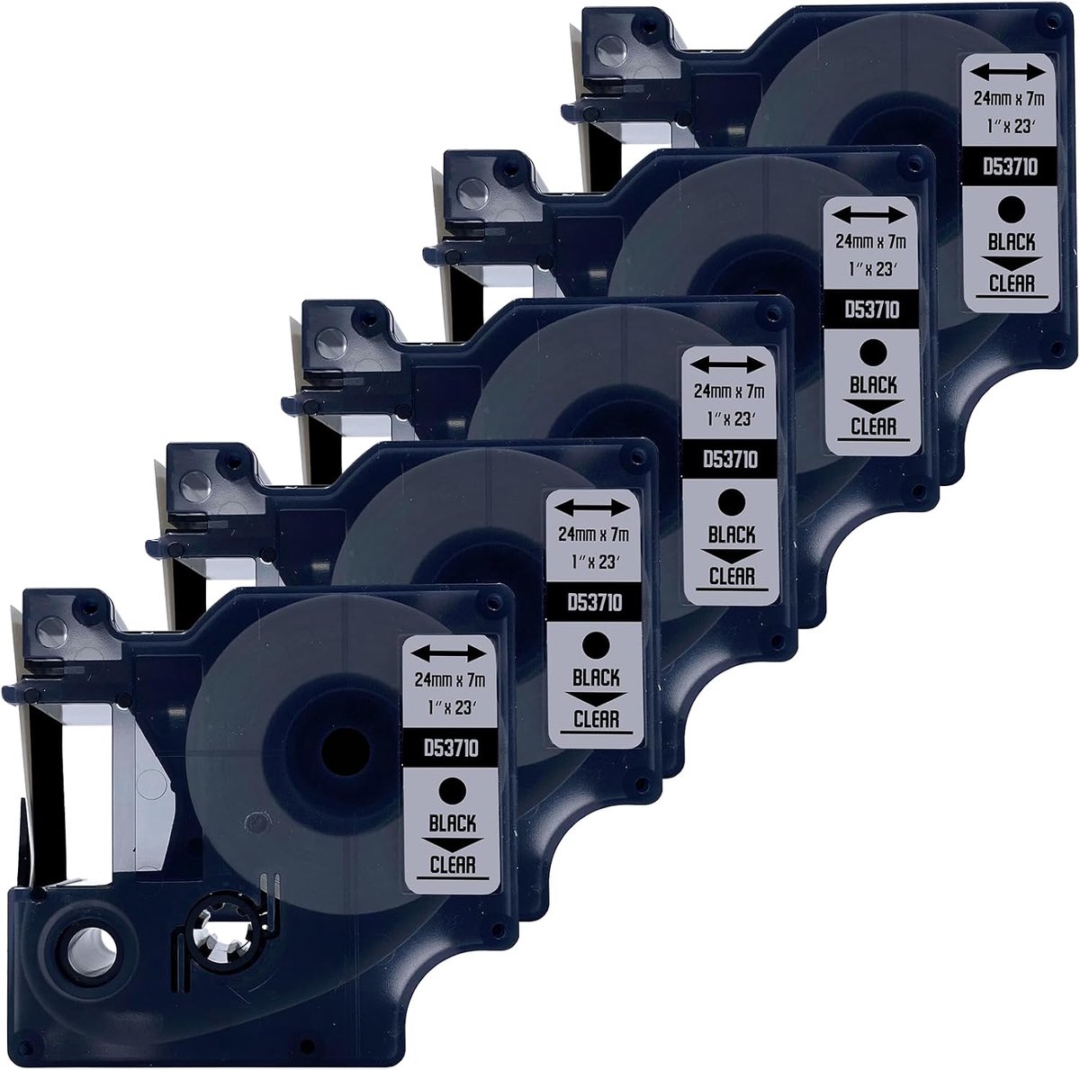 Label tape 24mm x 7m - zwart op transparant - duurzame thermische afdruk - perfect voor organisatie - ShopVlot