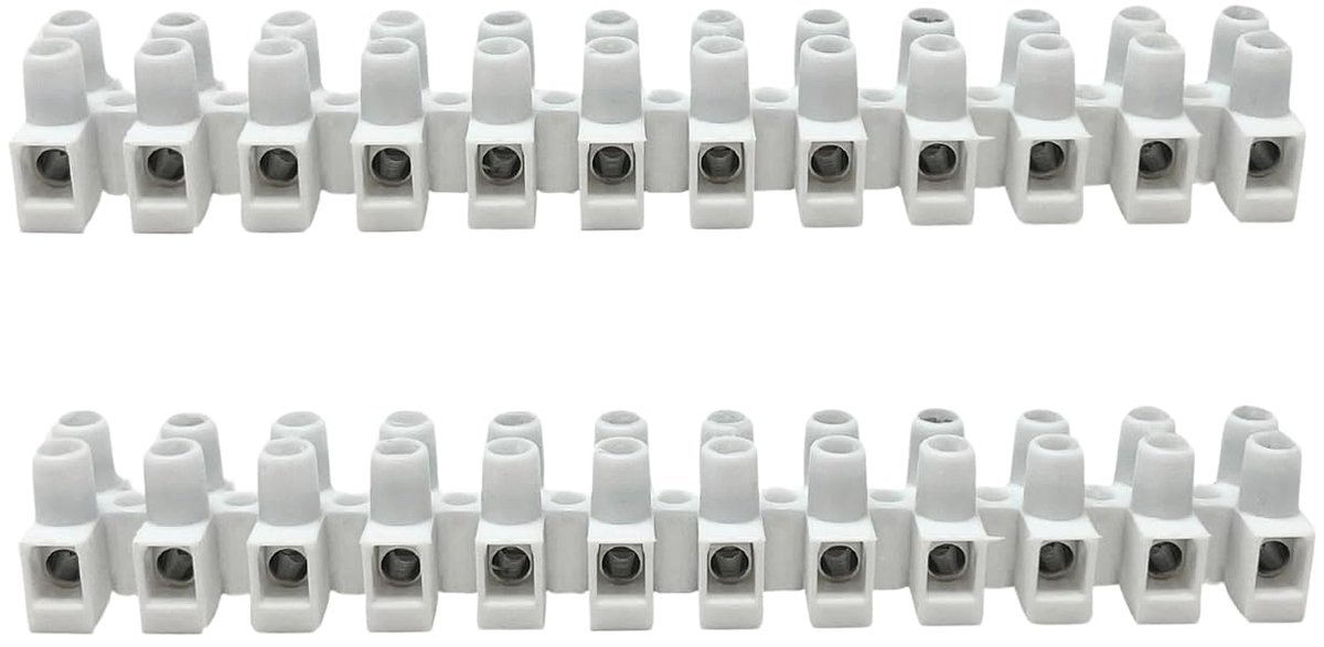 Pack of 2 Sockets, Polypropylene Insulation Housing, 16 mm, 24 A, White, Electrical Terminal Block, Connection Strip - ShopVlot