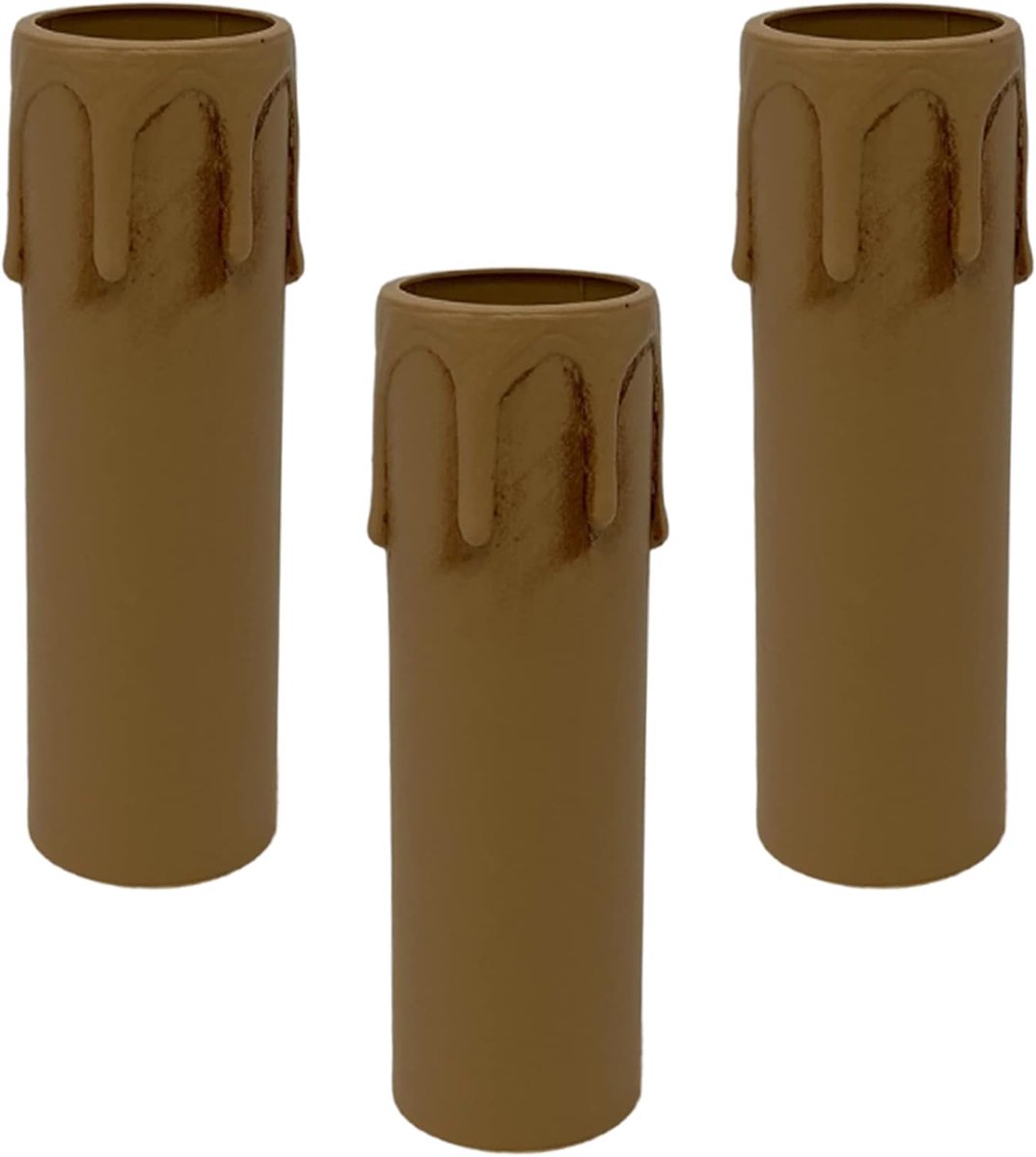 Set of 3 E14 Candle Holder Fittings, Including Ivory Candle with Drops - ShopVlot