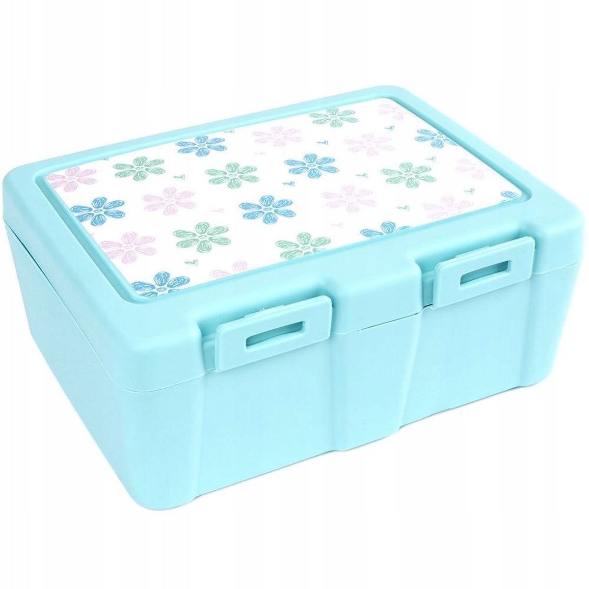 Lunchbox met 2 vakken en bestek, 1L, bloemenprint