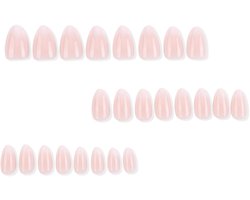 MouyouGlow, kunstnagels, roze amandel, wit kleurverloop, kort drukken op nagels, roze witte ombre zomer INS - ShopVlot
