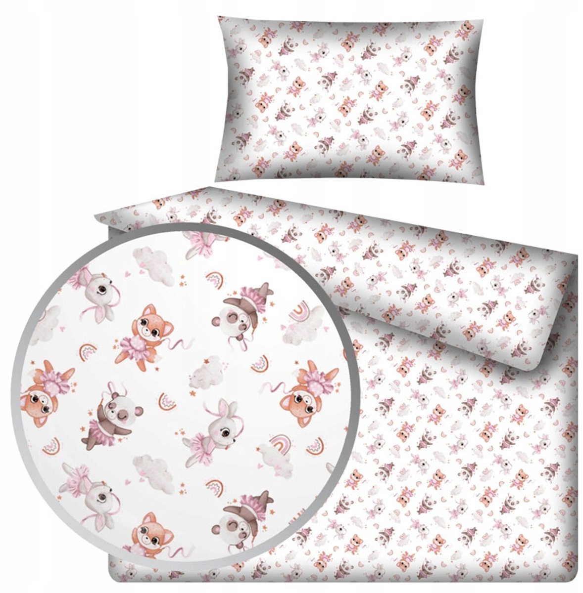 Kinderbeddengoed set 90x120 cm met vrolijke dierenprint
