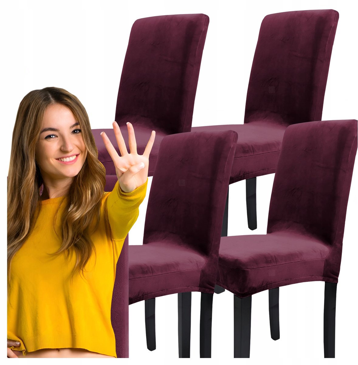 Set van 4 Luxe Velours Stoelhoezen Universeel - Bescherm & Verfraai