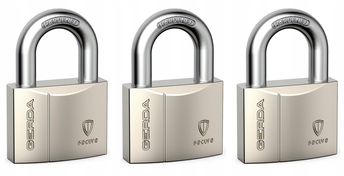 Gerda Secure Hangsloten - 3 stuks, 1 sleutelsysteem