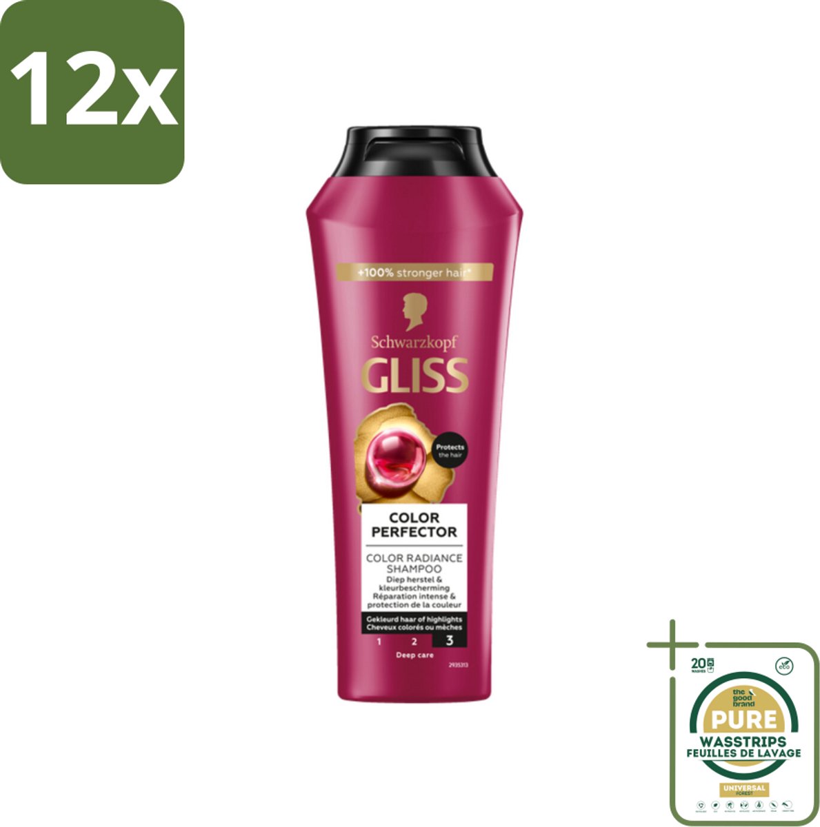 Gliss - Shampoo - Color Protect & Shine - Voor Langdurige Kleurbehoud - 250 ml - Voordeelverpakking - 12 stuks - Geverfd haar shampoo - Highlights shampoo