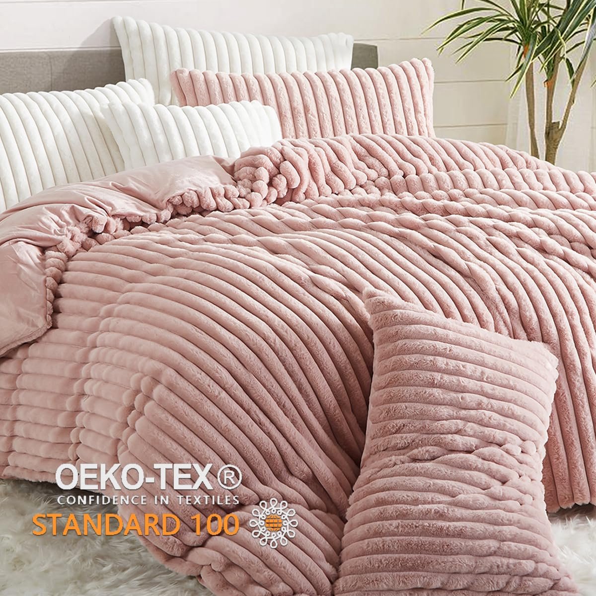 Beddengoed 135 x 200 cm - Roze flanel - Wollig en behaaglijk - Voelt aan als kasjmier - ShopVlot