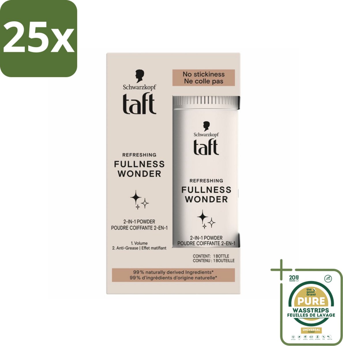 25 x Taft - Refreshing Fullness Wonder - Volumepoeder - Volume & Anti-Grease - 10 gr - Grootverpakking - Haarpoeder - Volume - Textuur - Frisheid - Vegan