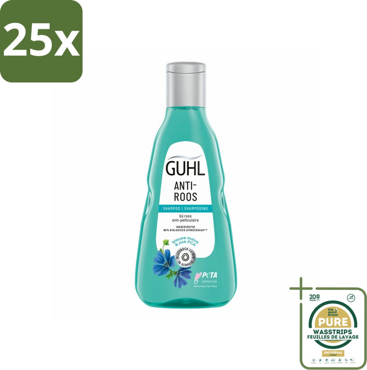 25 x Guhl - Shampoo - Anti-Roos - 250 ml - Grootverpakking - Anti-roos Shampoo - Roosvrije Hoofdhuid - Hoofdhuidverzorging - Kalmerende Shampoo - Zink Shampoo