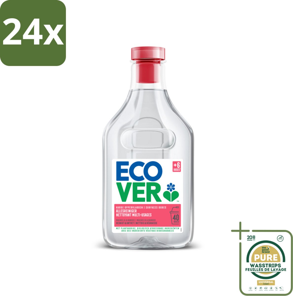 Ecover - Allesreiniger - Magnolia & Bamboe - 1 liter - Voordeelverpakking - 24 stuks - Biologisch afbreekbaar - Plantaardige reiniger