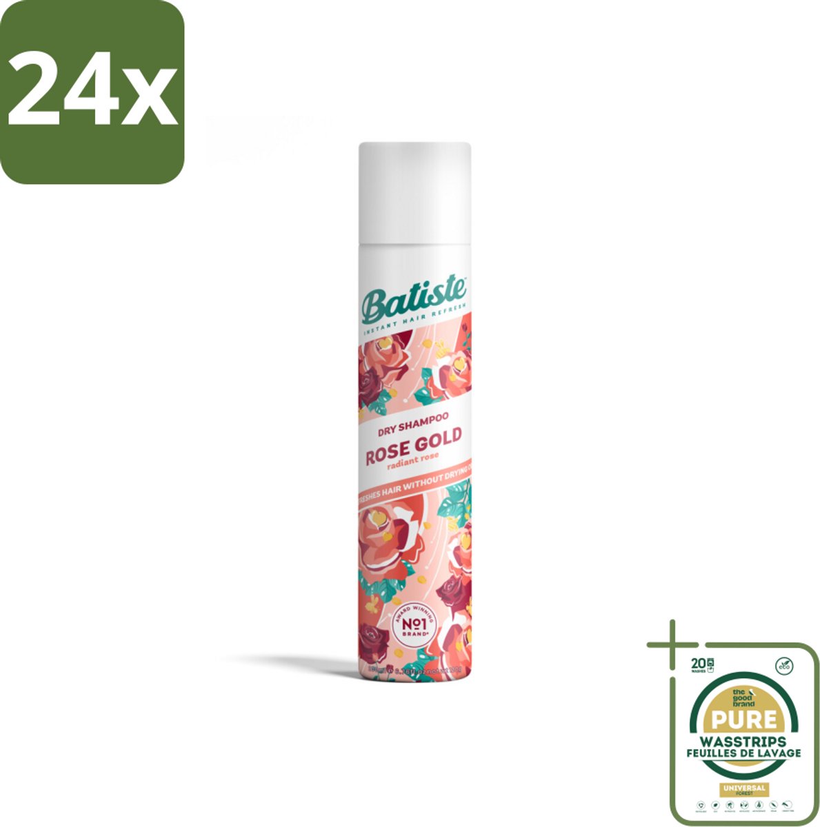 Batiste - Rose Gold - Droogshampoo - Zachte Rozengeur - Verfrist en Zorgt Voor Volume - 200ml - Voordeelverpakking - 24 stuks - Rozengeur - Volume shampoo
