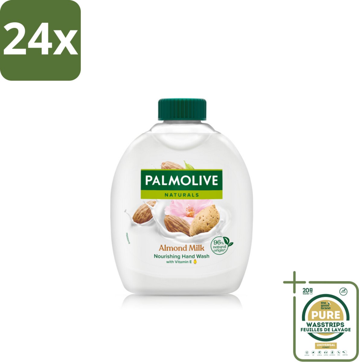 Palmolive - Amandelmelk - Handzeep Navulling - Zacht & Hydraterend - 300 ml - Voordeelverpakking - 24 stuks - Melk - Amandel