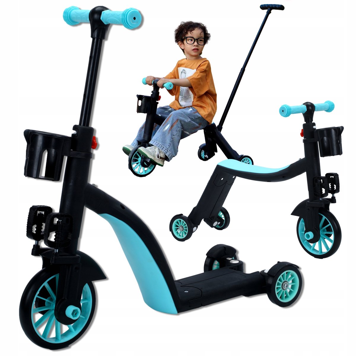 Multifunctionele 8-in-1 Kinderloopfiets, Step & Driewieler - Blauw