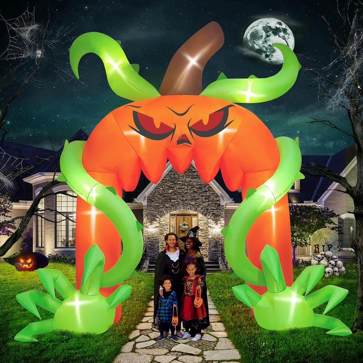 Kalolary 3.6m High Inflatable Halloween Pumpkin Arch - ShopVlot
