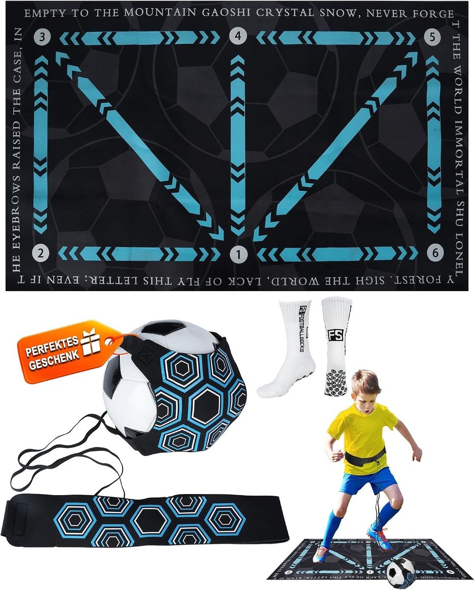 Voetbaltrainingsset - Multikleur - 60 x 90 cm - Inclusief Antislip Sokken en Verstelbare Trainer - Voor Jongens