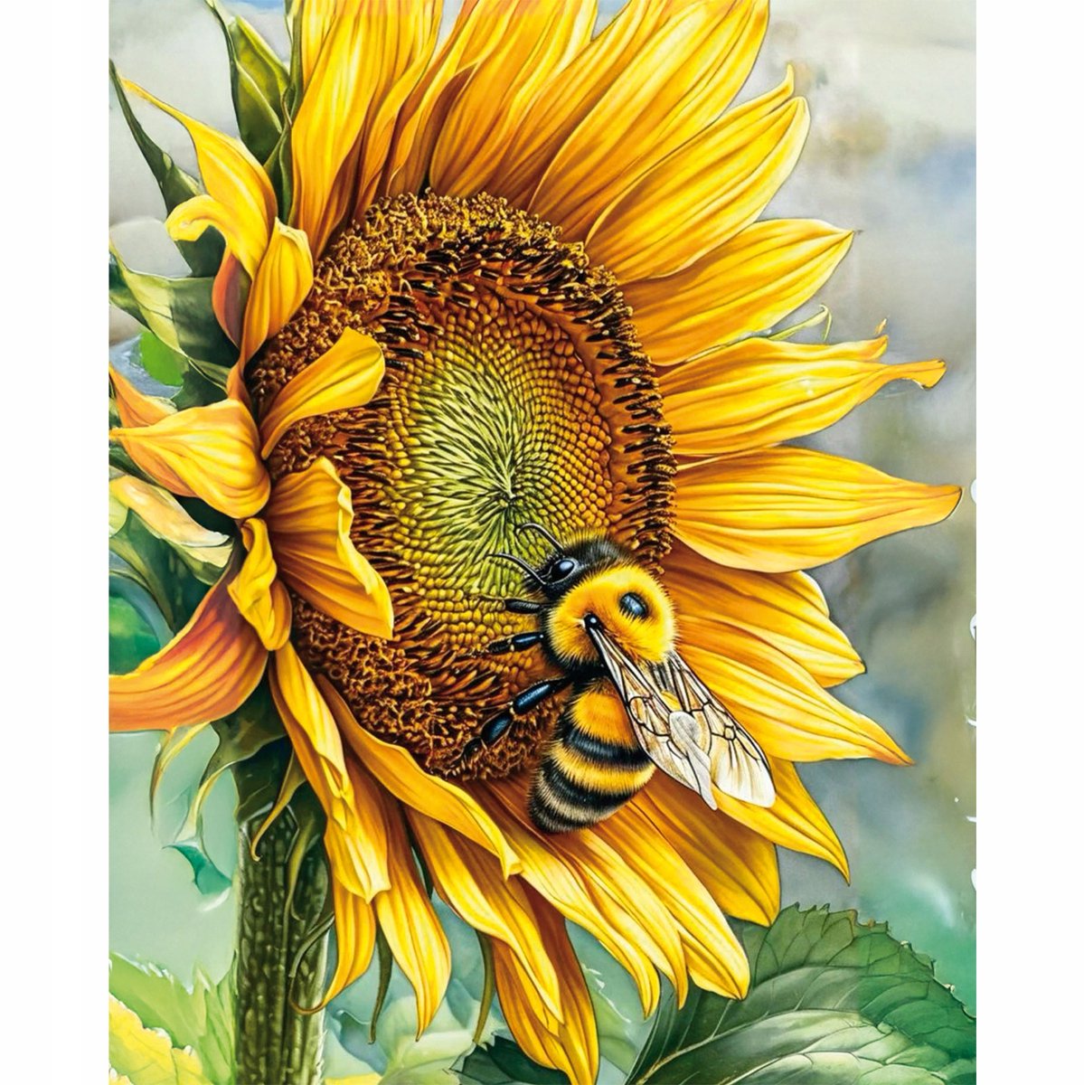 Diamond Painting Zonnebloem 40x50cm op Spieraam - Compleet Schilderset
