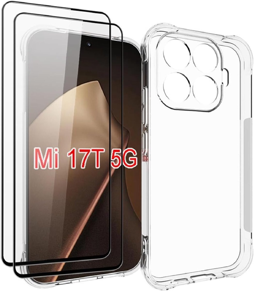 Case Compatible with Xiaomi 17T Pro, Ultra-thin Protective Case Soft TPU Clear Case with 2 Pack Screen Protector Foil - ShopVlot