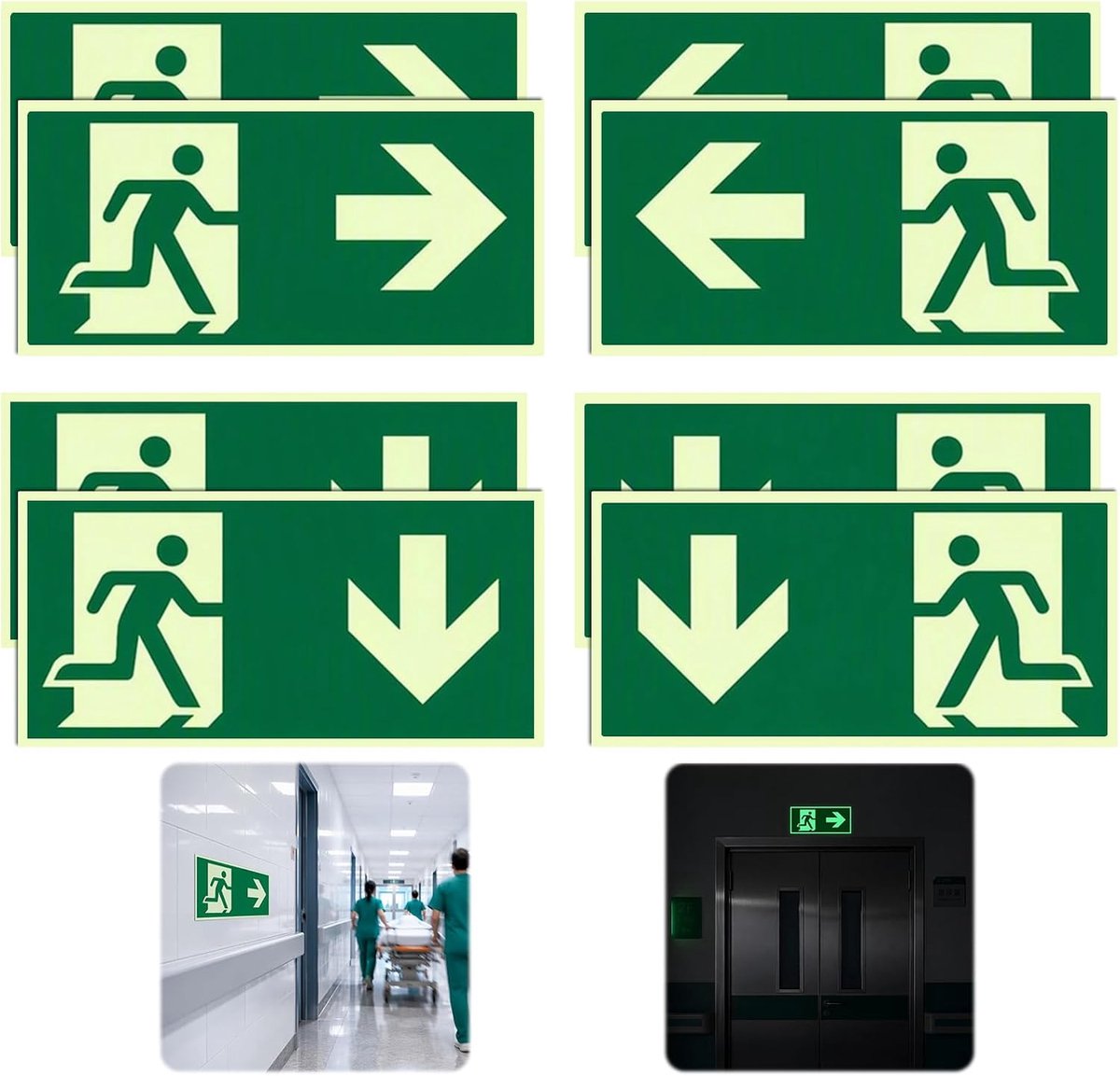 8 Stuks Zelfklevend Nooduitgangsplaatje voor Thuis Kantoor Hotels Scholen - ShopVlot