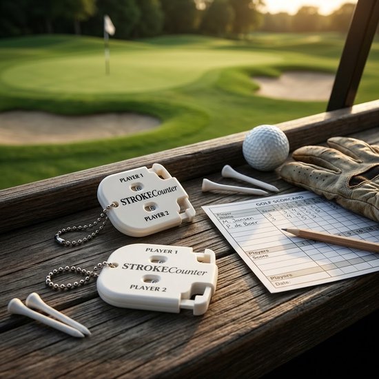 Witte golf score teller set van 2 voor heren en dames – golf score indicator met 2 cijferige slagen teller – handmatige score teller met sleutelhanger – golf score registratie hulpmiddel — afbeelding 3