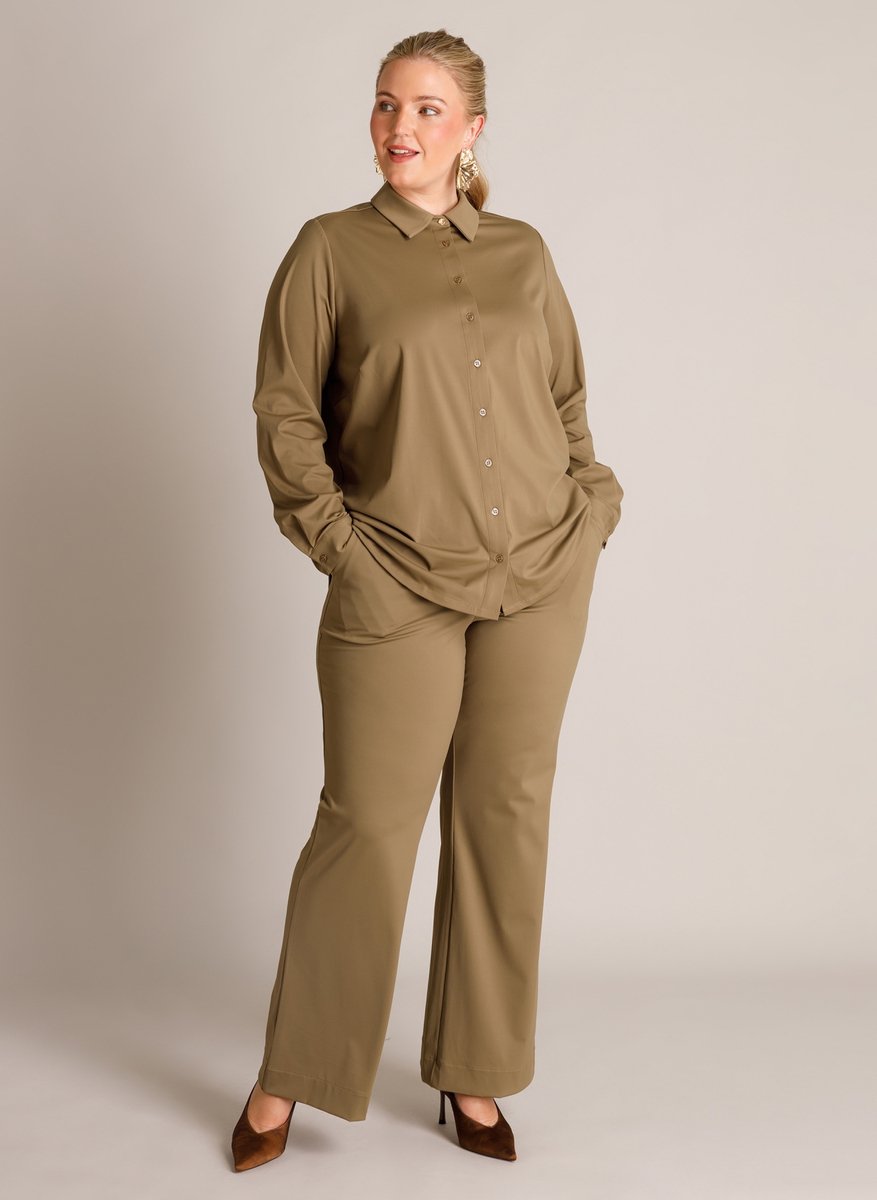 YEST CURVE Savanna Essential Blouses - Grey Olive - maat 2(50)