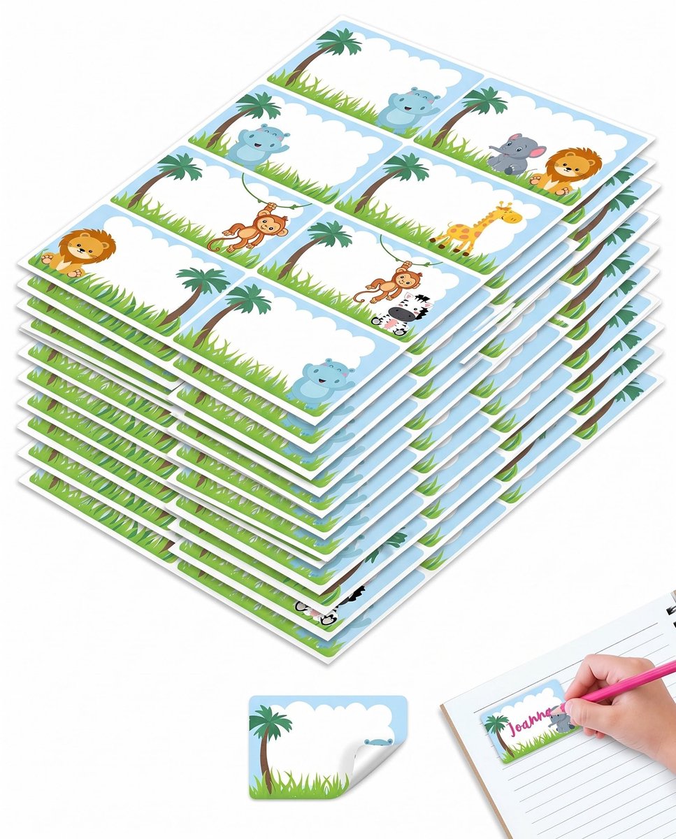 KACZUS 80 naamstickers (10 vellen), stickers voor pennen en schoolboeken, gekleurde zelfklevende etiketten, wasbaar en - ShopVlot