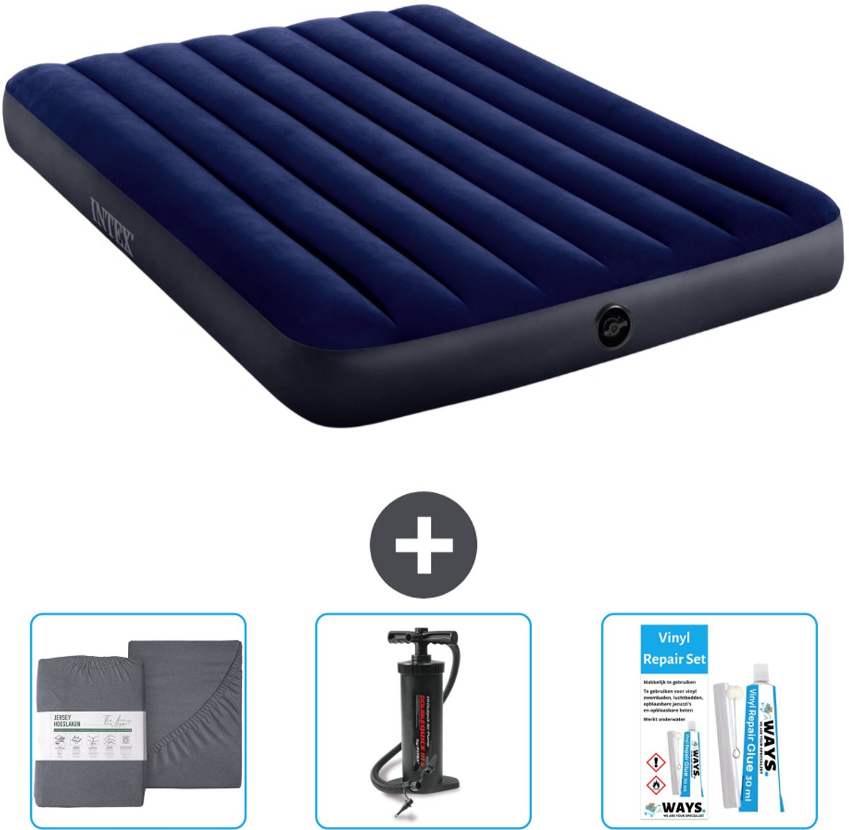 Intex Luchtbed - Twijfelaar - 137 x 191 x 25 cm - Blauw - Inclusief Accessoires CB11