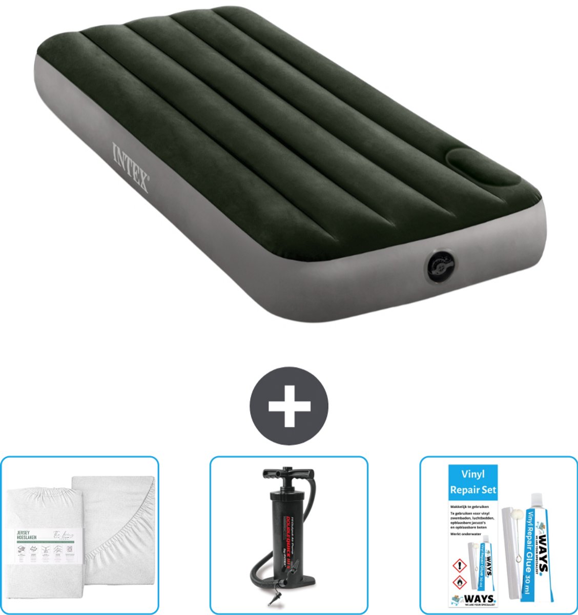 Intex Luchtbed - 1-Persoons - 76 x 191 x 25 cm - Groen - Accessoires CB3