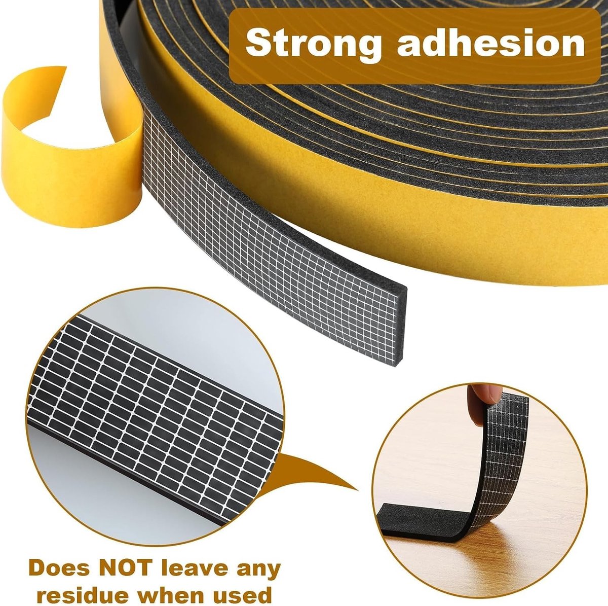 Afdichtingstape - Zwart - 12 mm x 3 mm x 16 m - Zelfklevende Schuimtape - Voor Deuren en Ramen