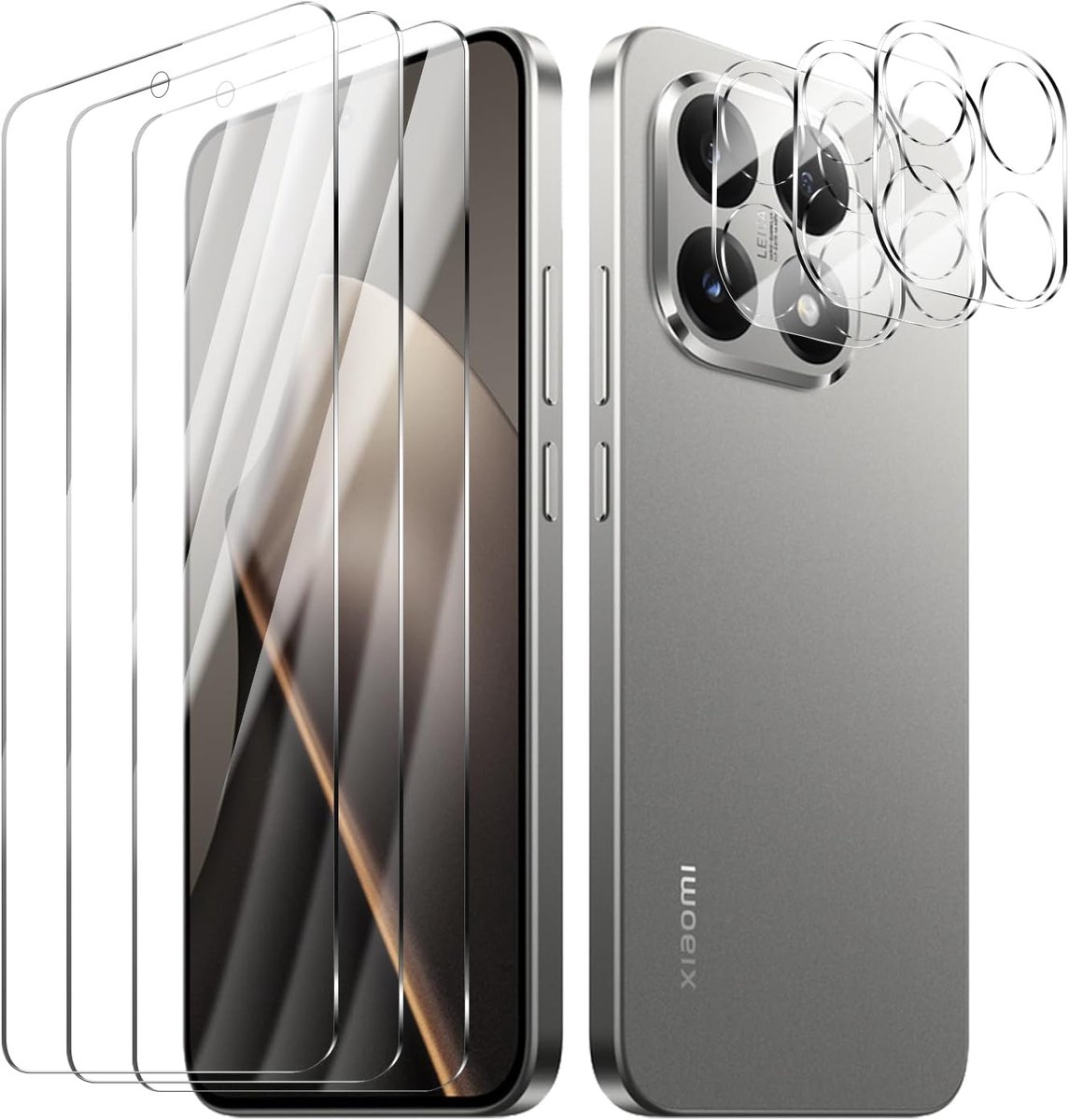 3 stuks screenprotector voor Xiaomi 15T, 3 stuks cameralenbeschermer, gehard glas, hardheid 9H, HD helder - ShopVlot