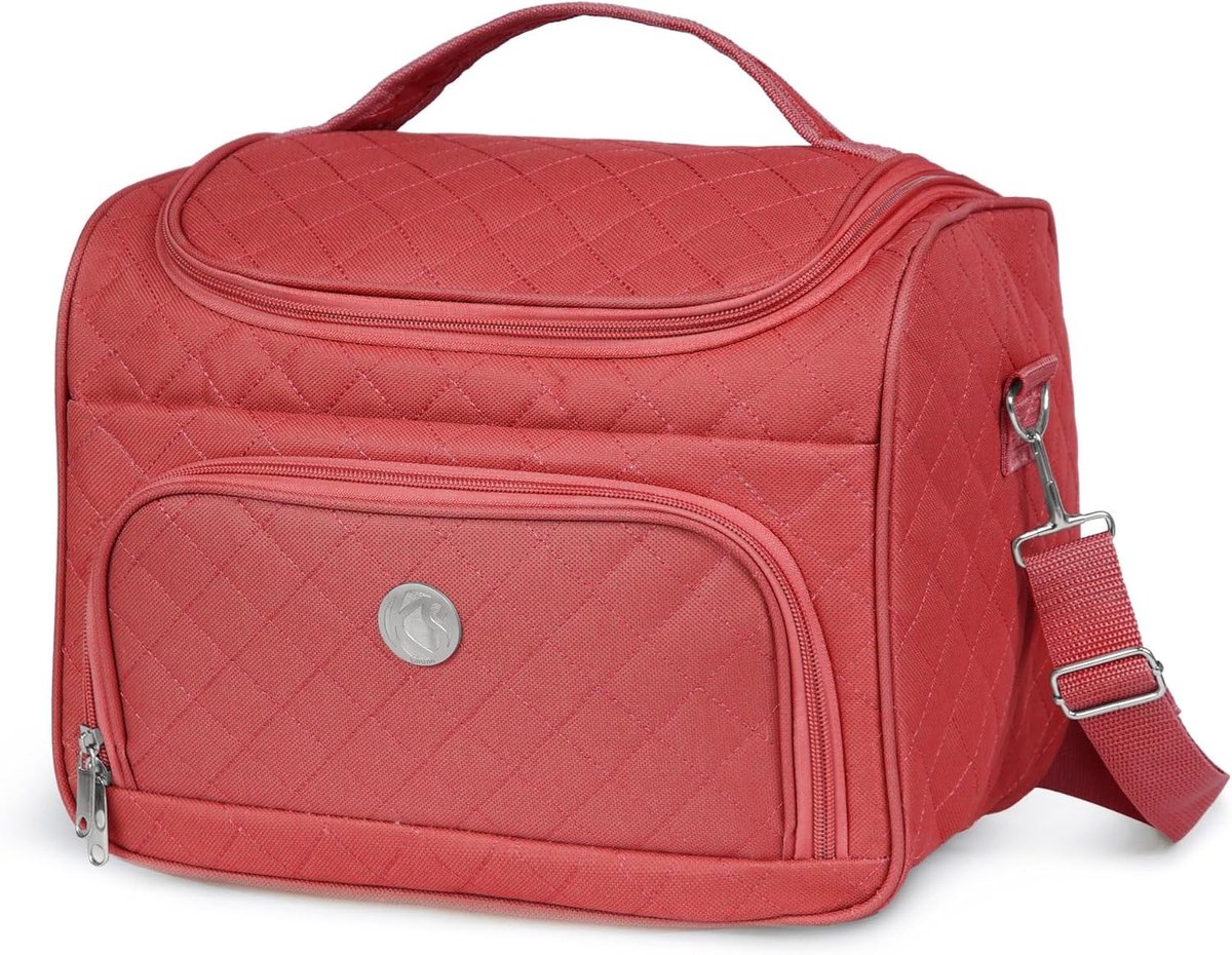Cosmetica Toilettas - Zwart - 24 x 34 x 26 cm - Halfstijve Make-uptas met Compartimenten - Voor Reizen en Thuisgebruik