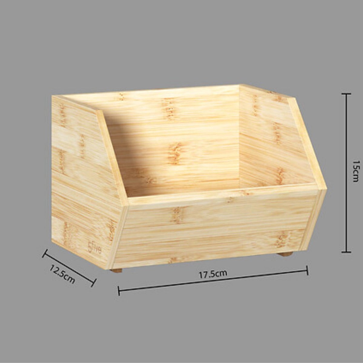 5Five Stapelbare opbergmand 1 vaks organizer - 4x - L18 x B15.5 x H12 cm - bamboe hout - lichtbruin — cadeau in Cadeau-ideeën - foto 3