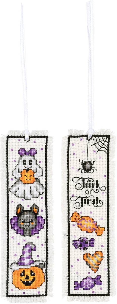 Vervaco - Bladwijzer kit Halloween set van 2 - PN-0237520 - Borduren - Borduurpakket - Borduurpakket volwassenen - Borduurpakket kind