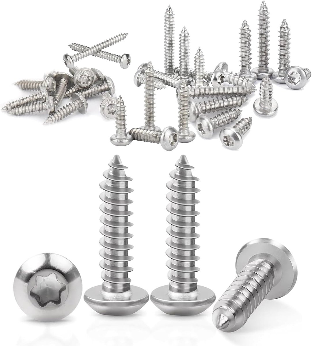 Pack of 100 Self Tapping Wood Screws Stainless Steel Screws M3 x 20mm Self Drilling Screws Torx A2 V2A Full Thread - ShopVlot