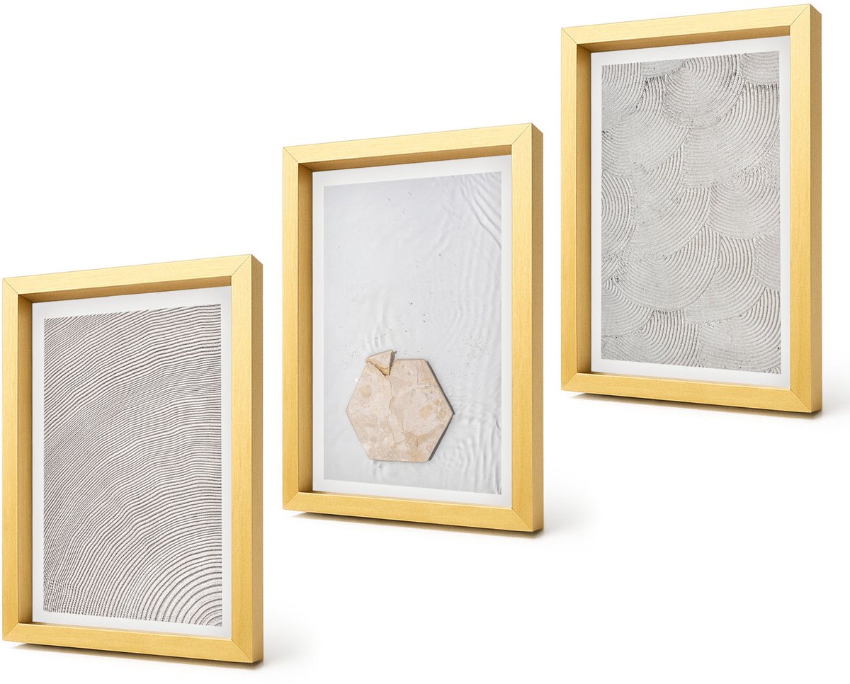 Coloray 4-Delige Schilderij Set - Lichte texturen op zand in boho-stijl, subtiel - 20 x 30 cm - Wanddecoratie - Moderne Interieurdecoratie