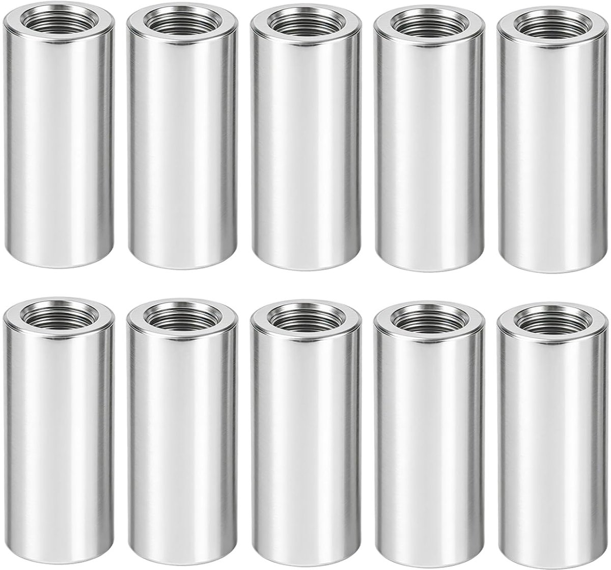 10 stuks schroefdraadmoffen, ronde van roestvrij staal, lange moeren, schroefdraadhulzen, ronde verbindingsmoeren (M6 - ShopVlot